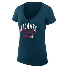 Atlanta Braves G-III 4Her by Carl Banks Women's Super-Slim Fit Lightweight Filigree Team V-Neck T-Shirt Sale