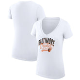 Baltimore Orioles G-III 4Her by Carl Banks Women's Super-Slim Fit Lightweight Filigree Team V-Neck T-Shirt Sale