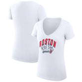 Boston Red Sox G-III 4Her by Carl Banks Women's Super-Slim Fit Lightweight Filigree Team V-Neck T-Shirt for sale