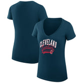 Cleveland Guardians G-III 4Her by Carl Banks Women's Super-Slim Fit Lightweight Filigree Team V-Neck T-Shirt Clearance