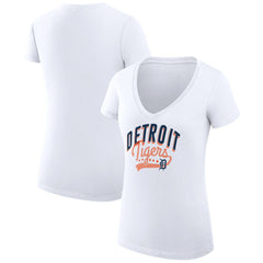 Detroit Tigers G-III 4Her by Carl Banks Women's Super-Slim Fit Lightweight Filigree Team V-Neck T-Shirt Lifestyle