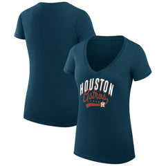 Houston Astros G-III 4Her by Carl Banks Women's Super-Slim Fit Lightweight Filigree Team V-Neck T-Shirt Sale