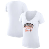 San Francisco Giants G-III 4Her by Carl Banks Women's Super-Slim Fit Lightweight Filigree Team V-Neck T-Shirt On Sale