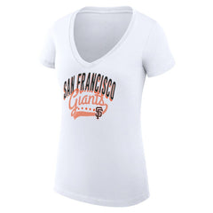 San Francisco Giants G-III 4Her by Carl Banks Women's Super-Slim Fit Lightweight Filigree Team V-Neck T-Shirt On Sale