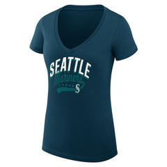 Seattle Mariners G-III 4Her by Carl Banks Women's Super-Slim Fit Lightweight Filigree Team V-Neck T-Shirt Online