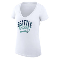 Seattle Mariners G-III 4Her by Carl Banks Women's Super-Slim Fit Lightweight Filigree Team V-Neck T-Shirt Online