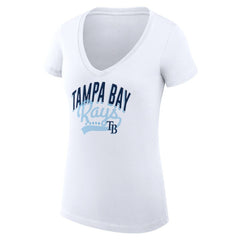 Tampa Bay Rays G-III 4Her by Carl Banks Women's Super-Slim Fit Lightweight Filigree Team V-Neck T-Shirt Sale