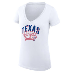 Texas Rangers G-III 4Her by Carl Banks Women's Super-Slim Fit Lightweight Filigree Team V-Neck T-Shirt Lifestyle