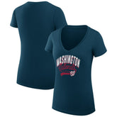 Washington Nationals G-III 4Her by Carl Banks Women's Super-Slim Fit Lightweight Filigree Team V-Neck T-Shirt Online