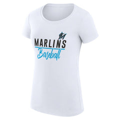 Miami Marlins G-III 4Her by Carl Banks Women's Super-Slim Fit Lightweight Team Graphic T-Shirt for sale
