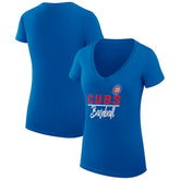 Chicago Cubs G-III 4Her by Carl Banks Women's Super-Slim Fit Lightweight Team Graphic V-Neck T-Shirt On Sale