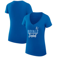 Kansas City Royals G-III 4Her by Carl Banks Women's Super-Slim Fit Lightweight Team Graphic V-Neck T-Shirt discount