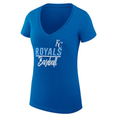 Kansas City Royals G-III 4Her by Carl Banks Women's Super-Slim Fit Lightweight Team Graphic V-Neck T-Shirt discount