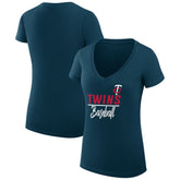 Minnesota Twins G-III 4Her by Carl Banks Women's Super-Slim Fit Lightweight Team Graphic V-Neck T-Shirt Lifestyle