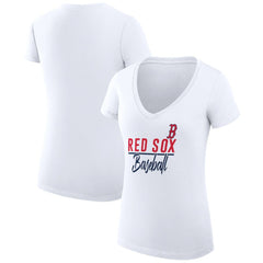 Boston Red Sox G-III 4Her by Carl Banks Women's Super-Slim Fit Lightweight Team Graphic V-Neck T-Shirt discount