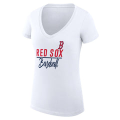 Boston Red Sox G-III 4Her by Carl Banks Women's Super-Slim Fit Lightweight Team Graphic V-Neck T-Shirt discount
