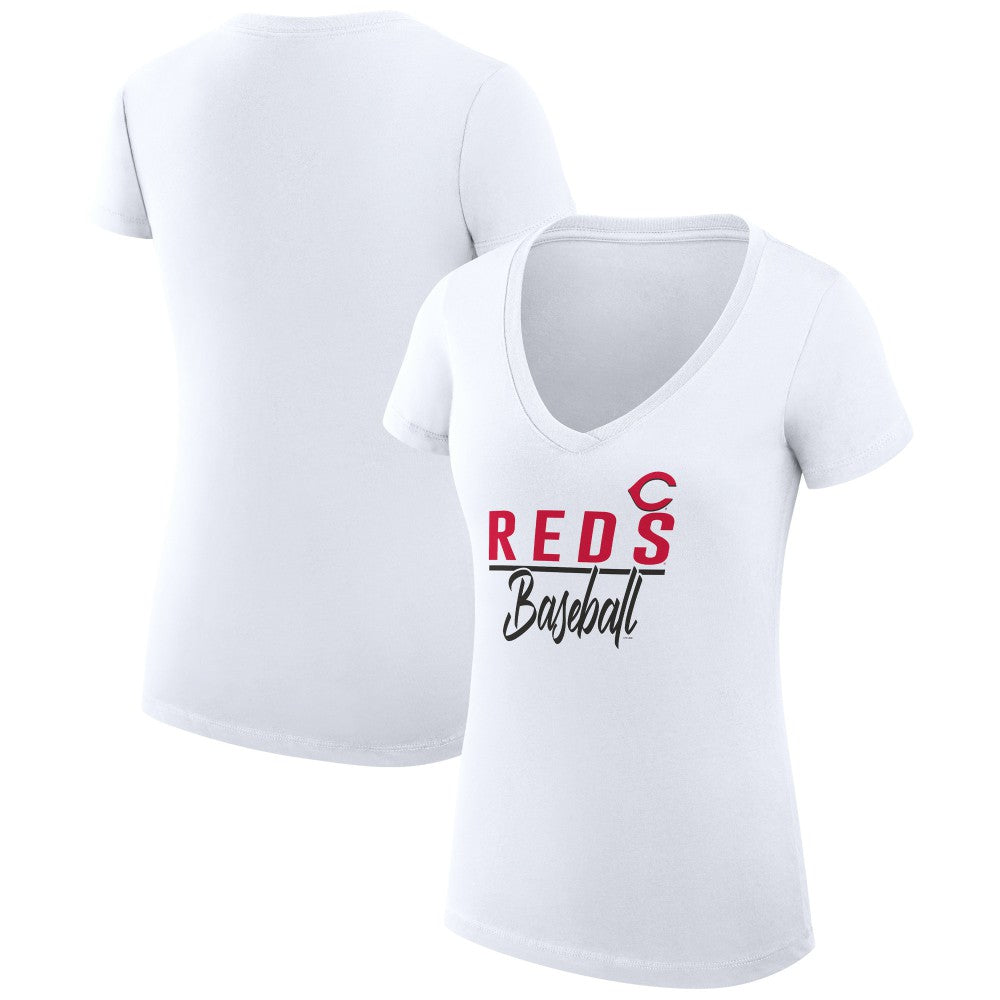 Cincinnati Reds G-III 4Her by Carl Banks Women's Super-Slim Fit Lightweight Team Graphic V-Neck T-Shirt Online