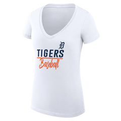 Detroit Tigers G-III 4Her by Carl Banks Women's Super-Slim Fit Lightweight Team Graphic V-Neck T-Shirt for sale
