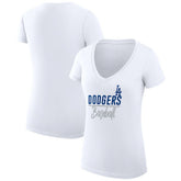 Los Angeles Dodgers G-III 4Her by Carl Banks Women's Super-Slim Fit Lightweight Team Graphic V-Neck T-Shirt for sale