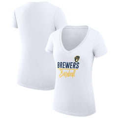 Milwaukee Brewers G-III 4Her by Carl Banks Women's Super-Slim Fit Lightweight Team Graphic V-Neck T-Shirt Online