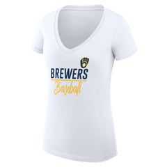 Milwaukee Brewers G-III 4Her by Carl Banks Women's Super-Slim Fit Lightweight Team Graphic V-Neck T-Shirt Online
