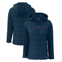 Philadelphia Phillies Cutter & Buck Women's Evoke Hybrid Eco Softshell Recycled Full-Zip Hoodie Jacket for sale