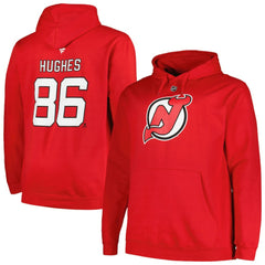 Jack Hughes New Jersey Devils - Profile Big & Tall Name & Number Pullover Hoodie Red