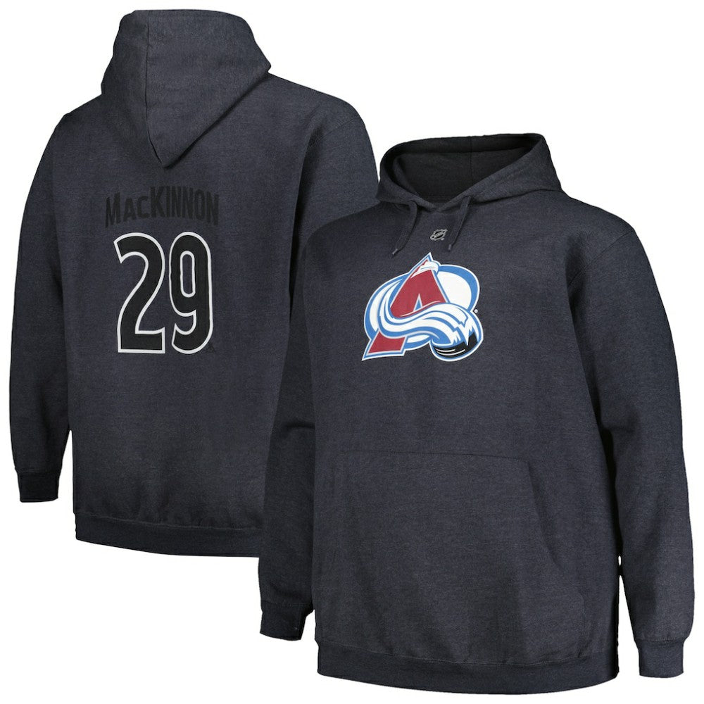 Nathan MacKinnon Colorado Avalanche - Profile Big & Tall Name & Number Pullover Hoodie Charcoal
