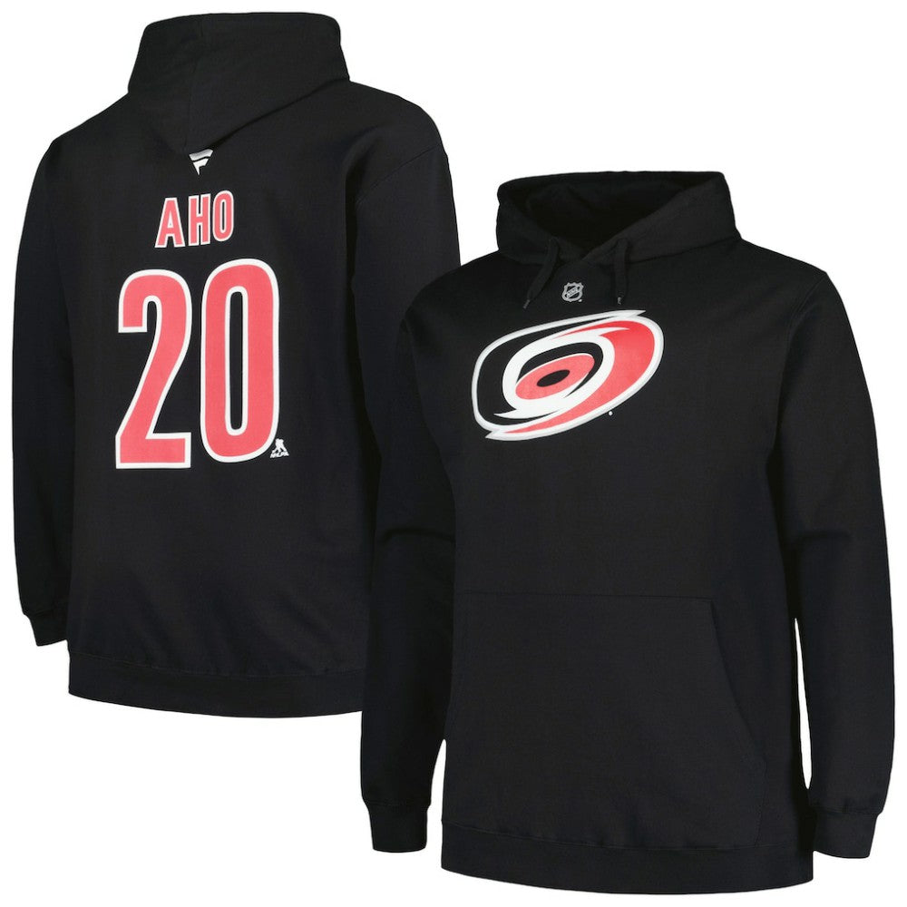 Sebastian Aho Carolina Hurricanes - Profile Big & Tall Name & Number Pullover Hoodie Black