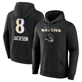 Lamar Jackson Baltimore Ravens Team Wordmark Pullover Hoodie Black - NFL