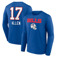 Josh Allen Buffalo Bills Team Wordmark Long Sleeve T-Shirt Royal - NFL