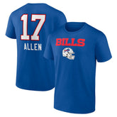 Josh Allen Buffalo Bills Team Wordmark Name & Number T-Shirt Royal - NFL