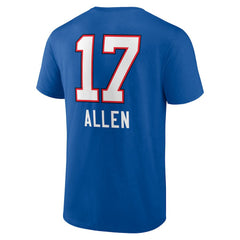 Josh Allen Buffalo Bills Team Wordmark Name & Number T-Shirt Royal - NFL