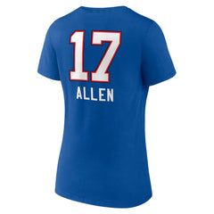 Josh Allen Buffalo Bills Women's Team Wordmark Name & Number V-Neck T-Shirt Royal - NFL
