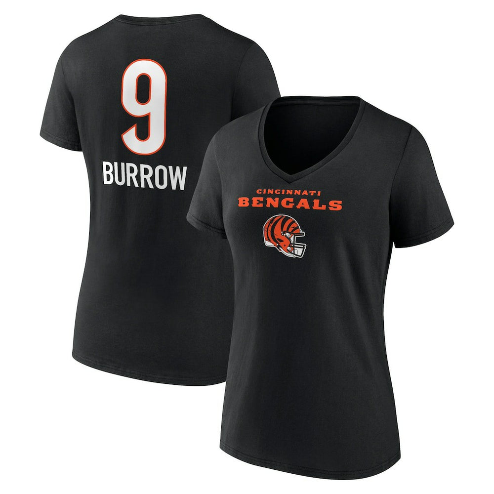 Joe Burrow Cincinnati Bengals Women's Team Wordmark Name & Number V-Neck T-Shirt Black - NFL