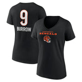 Joe Burrow Cincinnati Bengals Women's Team Wordmark Name & Number V-Neck T-Shirt Black - NFL