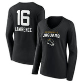 Trevor Lawrence Jacksonville Jaguars Women's Team Wordmark Long Sleeve V-Neck T-Shirt Black - NFL