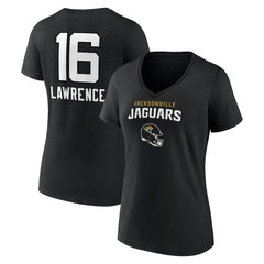 Trevor Lawrence Jacksonville Jaguars Women's Team Wordmark Name & Number V-Neck T-Shirt Black - NFL