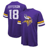 Justin Jefferson Minnesota Vikings Majestic Threads Name & Number Oversized Fit T-Shirt Purple - NFL