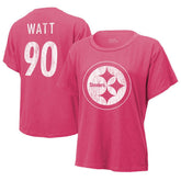 T.J. Watt Pittsburgh Steelers Majestic Threads Women's Name & Number T-Shirt Pink - NFL