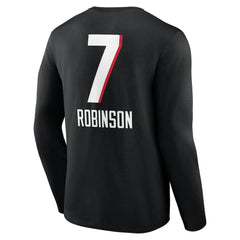 Bijan Robinson Atlanta Falcons Team Wordmark Name & Number Long Sleeve T-Shirt Black - NFL