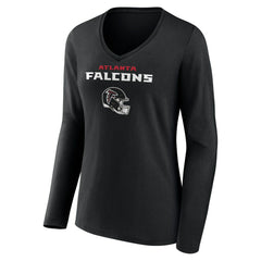 Bijan Robinson Atlanta Falcons Women's Team Wordmark Name & Number Long Sleeve V-Neck T-Shirt Black - NFL