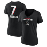 Bijan Robinson Atlanta Falcons Women's Team Wordmark Name & Number V-Neck T-Shirt Black - NFL