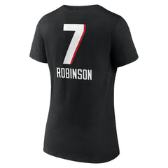 Bijan Robinson Atlanta Falcons Women's Team Wordmark Name & Number V-Neck T-Shirt Black - NFL