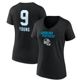 Bryce Young Carolina Panthers Women's Team Wordmark Name & Number V-Neck T-Shirt Black - NFL