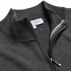 New York Jets Charles Tyrwhitt Merino Quarter-Zip Pullover Sweater Gray - NFL