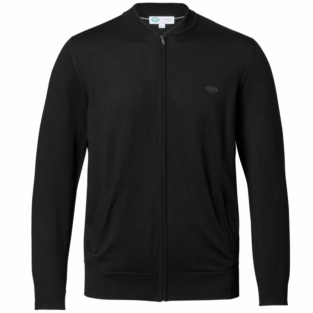 New York Jets Charles Tyrwhitt Merino Full-Zip Sweater Black - NFL