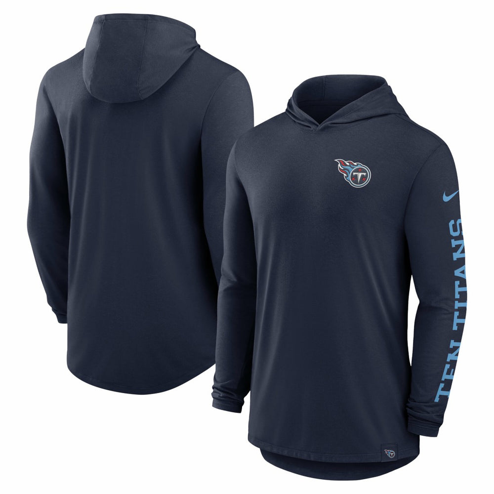 Tennessee Titans Blitz Tri-Blend Dri-FIT Long Sleeve Hoodie T-Shirt Navy - Nike