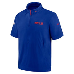 Buffalo Bills 2024 Sideline Coach Short Sleeve Half-Zip Hoodie Jacket Royal - Nike