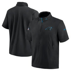 Carolina Panthers 2024 Sideline Coach Short Sleeve Half-Zip Hoodie Jacket Black - Nike